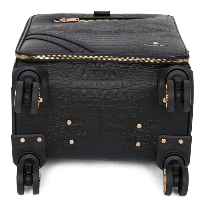 BLACK APOLLO 2 FAUX CROCODILE SKIN CARRY-ON SUITCASE