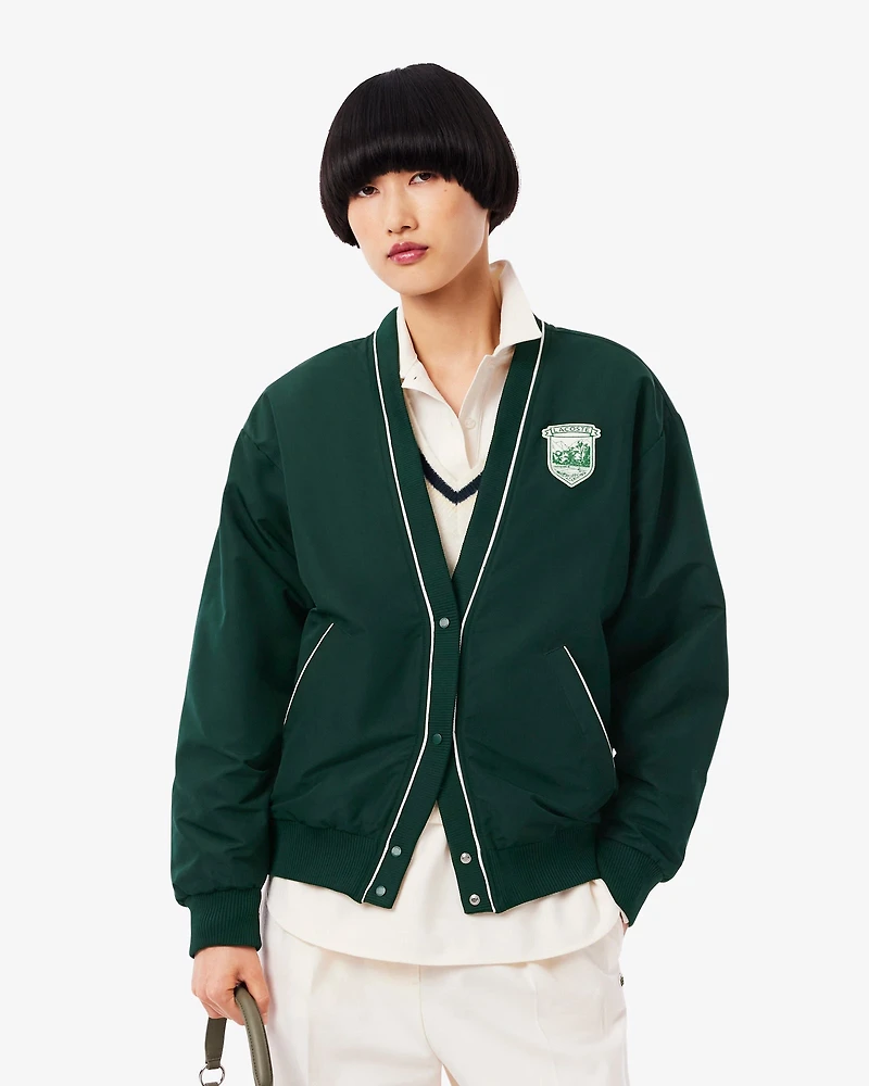 LACOSTE: OVERSIZED PADDED NYLON CARDIGAN