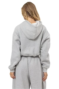 8586: BUBBLE HEM CROPPED HOODIE