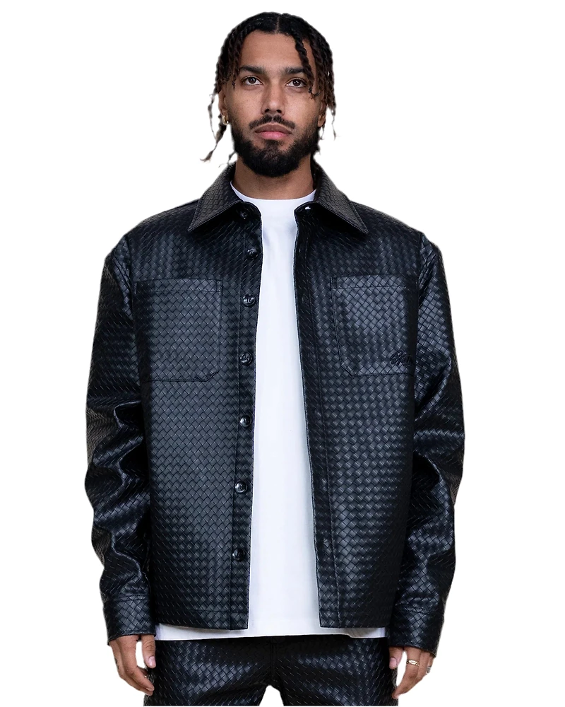EPTM: MATEO WOVEN FAUX LEATHER SHIRT JACKET