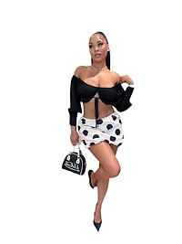 8586: POLKA DOT WOVEN SKIRT