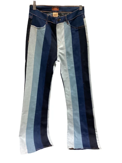 Scully color blocked stripped flare denim jeans