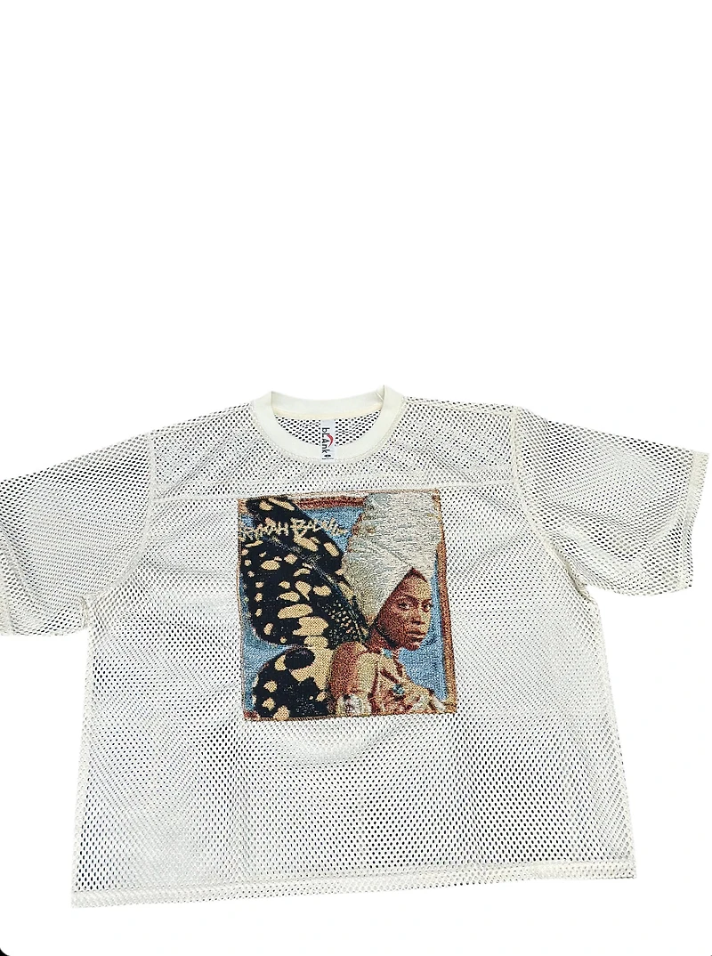 ANGEL GENTLE: BADU JERSEY MESH TAPESTRY TOP