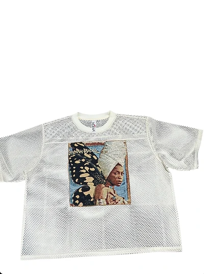 ANGEL GENTLE: BADU JERSEY MESH TAPESTRY TOP