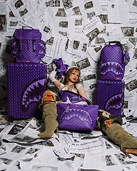 SPRAYGROUND: ALL SYSTEMS GO PURPLE SHARKS IN PARIS CARRY-ON LUGGAGE