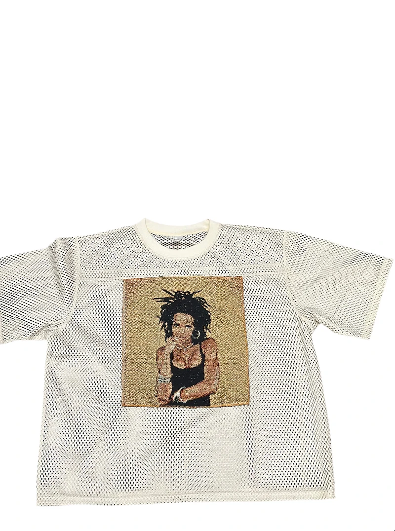 ANGEL GENTLE: LAURYN JERSEY MESH TAPESTRY TOP