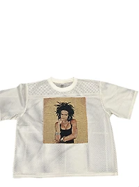 ANGEL GENTLE: LAURYN JERSEY MESH TAPESTRY TOP