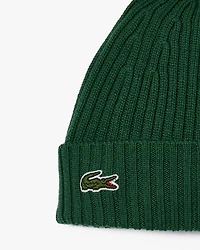 LACOSTE: RIB KNIT WOOL BEANIE