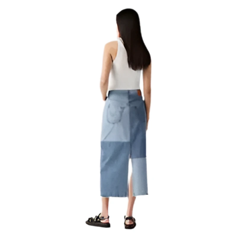 LEVIS: PATCH DENIM MIDI SKIRT