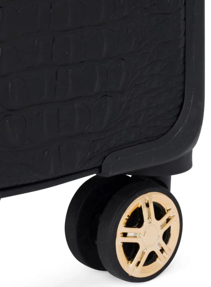 BLACK APOLLO 2 FAUX CROCODILE SKIN CARRY-ON SUITCASE