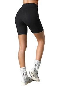 JOAH BROWN: SUEDED ONYX BIKER SHORTS