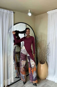 8586: FABRIC PRINTED PANTS