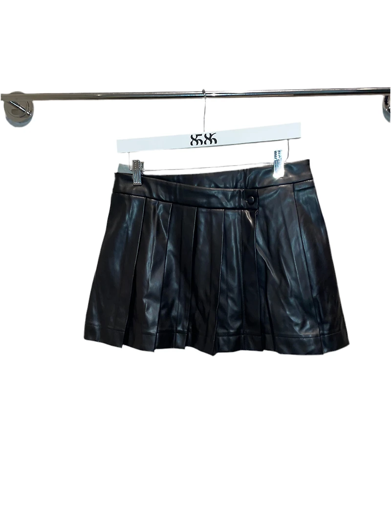 8586: PLEATED LEATHER SKIRT