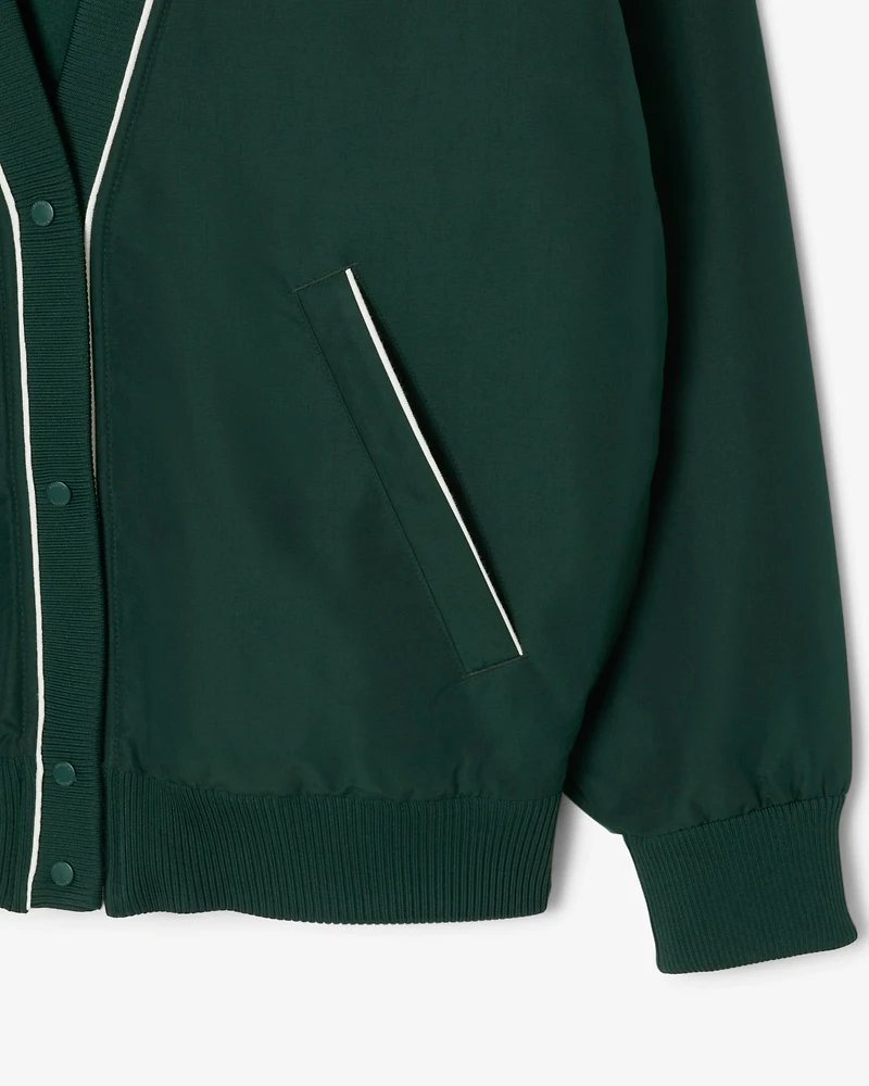 LACOSTE: OVERSIZED PADDED NYLON CARDIGAN