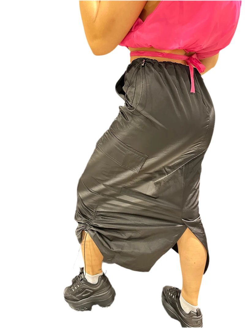 8586: PARACHUTE DRAWSTRING CARGO SKIRT