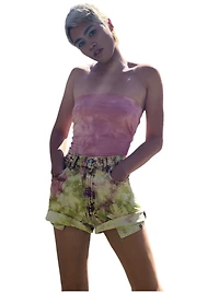 8586: RECYCLED LEVIS TIE DYE DENIM CUT OFF SHORTS