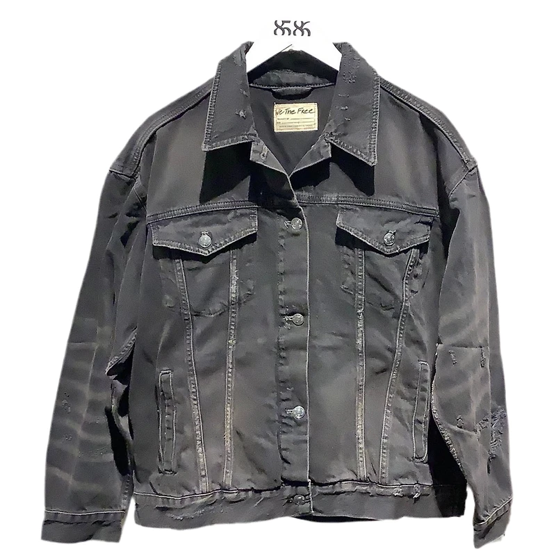 FREE PEOPLE: JOLINE TRUCKER JACKET WASHED BLACK