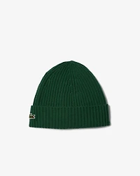 LACOSTE: RIB KNIT WOOL BEANIE