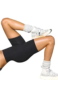 JOAH BROWN: SUEDED ONYX BIKER SHORTS