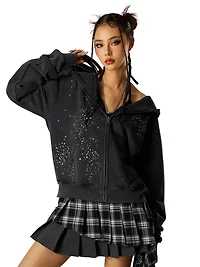 AELFRIC EDEN: RHINESTONE ZIP UP HOODIE