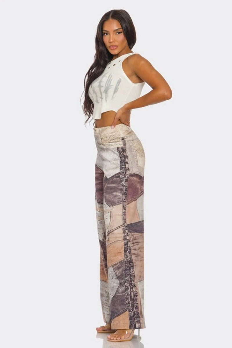 8586: FABRIC PRINTED PANTS