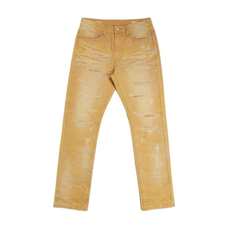 FIRST ROW: ALL OVER RHINESTONE RIPPED PANTS