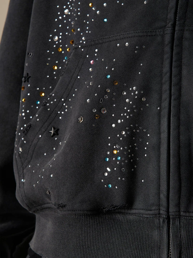 AELFRIC EDEN: RHINESTONE ZIP UP HOODIE