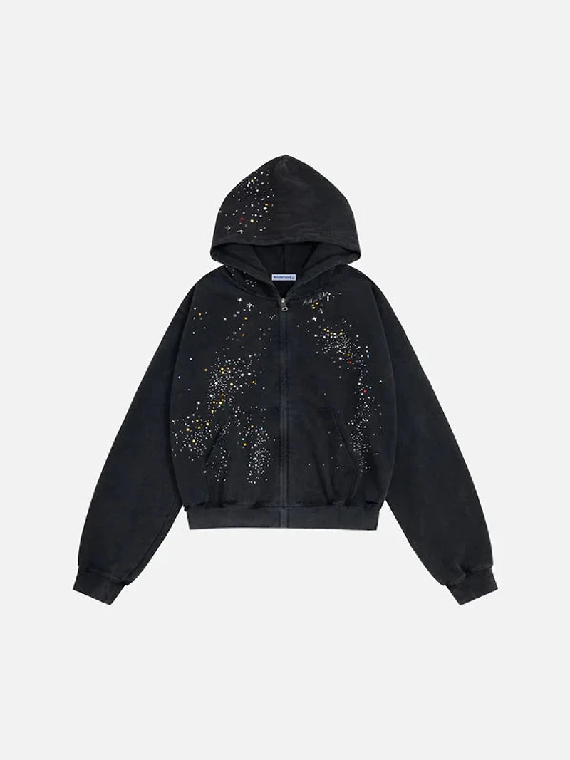 AELFRIC EDEN: RHINESTONE ZIP UP HOODIE