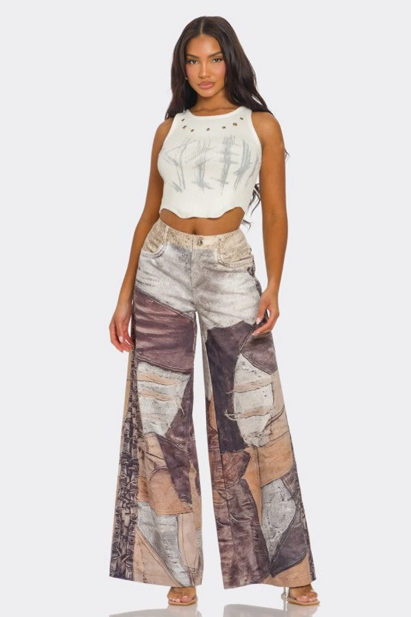 8586: FABRIC PRINTED PANTS