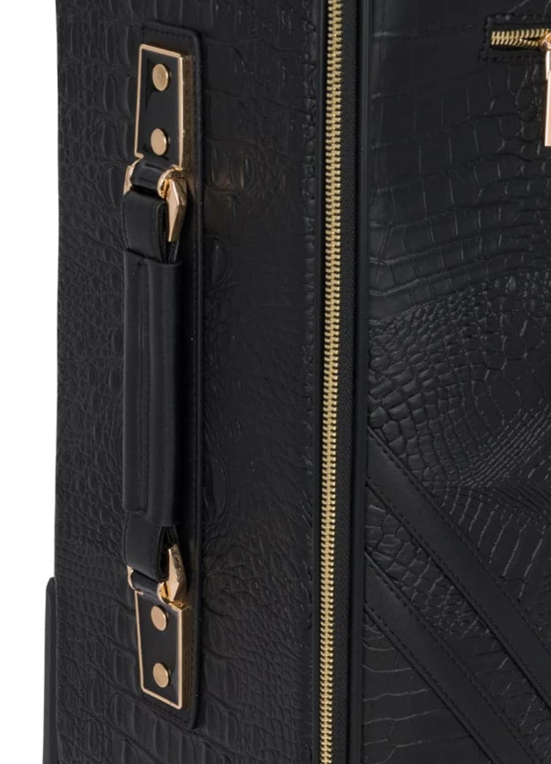 BLACK APOLLO 2 FAUX CROCODILE SKIN CARRY-ON SUITCASE