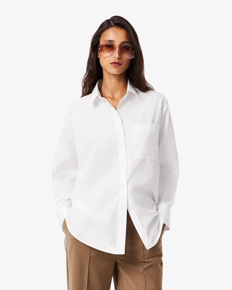 LACOSTE: OVERSIZED COTTON BUTTON DOWN SHIRT