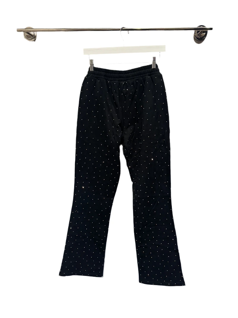 KNOTWTR RHINESTONE FLARED SWEATPANTS: