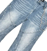VICIOUS DENIM: STUDDED POCKET CHAIN JEANS