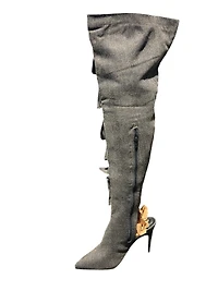 FUNHOUR DENIM THIGH HIGH BOOTS