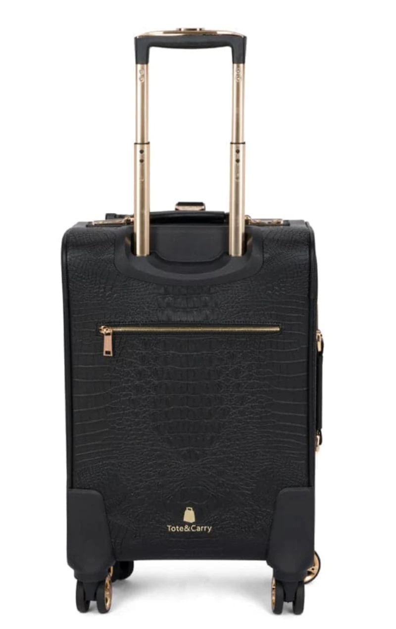 BLACK APOLLO 2 FAUX CROCODILE SKIN CARRY-ON SUITCASE