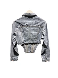 Signature 8 cropped denim corset jacket