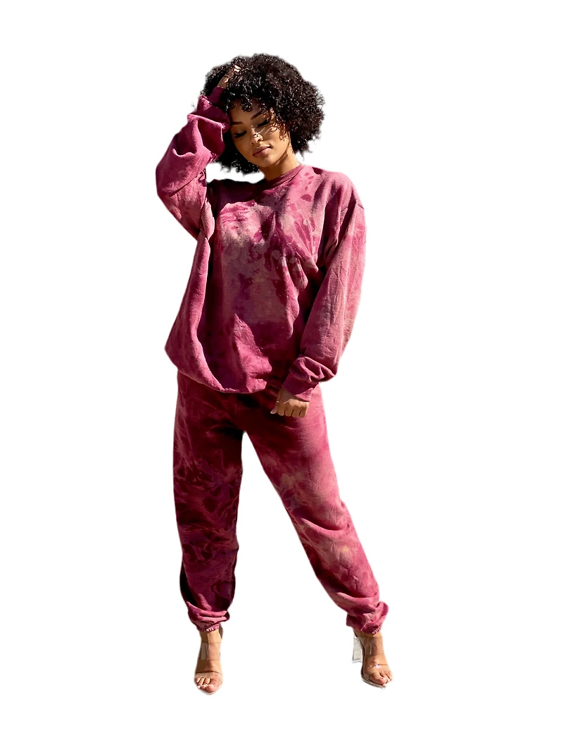 8586: UNISEX MAROON TIE DYE SWEATSHIRT