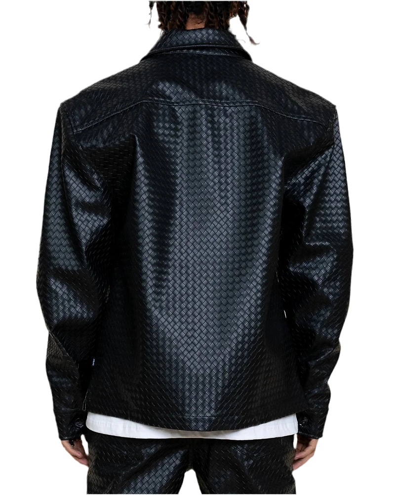 EPTM: MATEO WOVEN FAUX LEATHER SHIRT JACKET