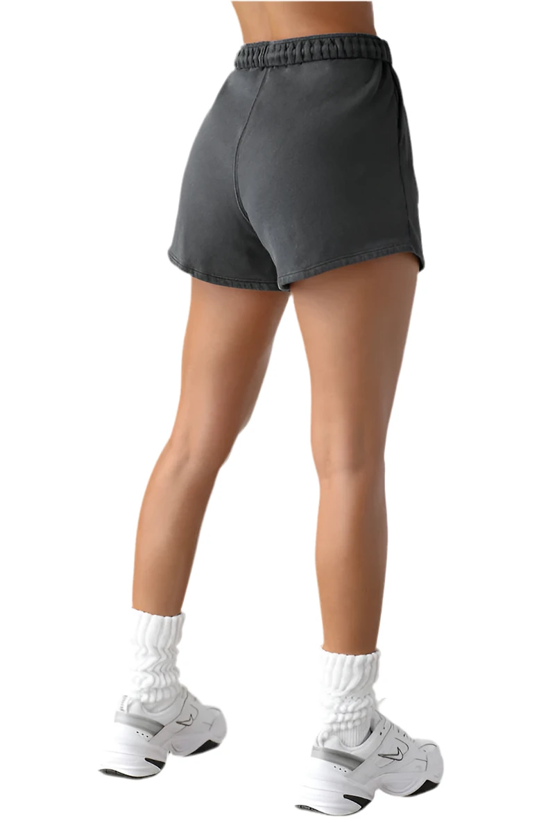 JOAH BROWN: Washed Black French Terry sweat short
