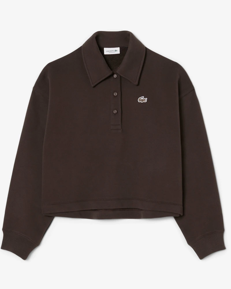LACOSTE: OVERSIZED FLEECE POLO SWEATSHIRT