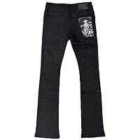 VICIOUS DENIM : EMBELLISHED STACKED JEANS