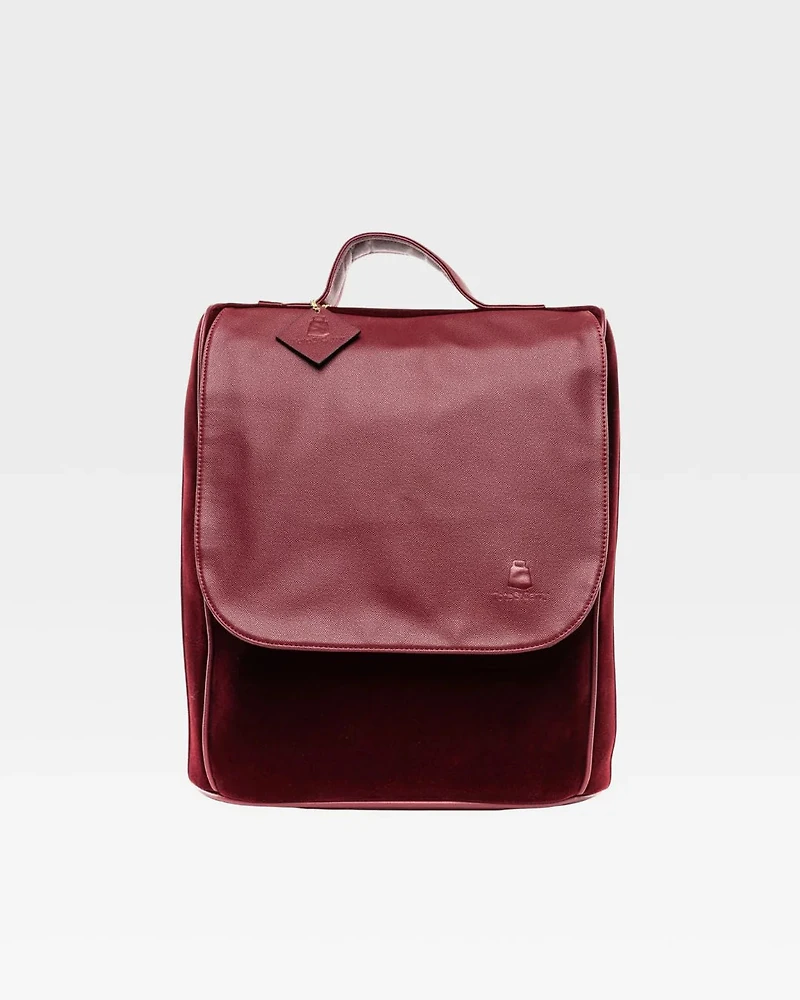 TOTE & CARRY: VELVET BURGUNDY BACKPACK