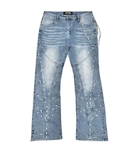 VICIOUS DENIM: STUDDED POCKET CHAIN JEANS