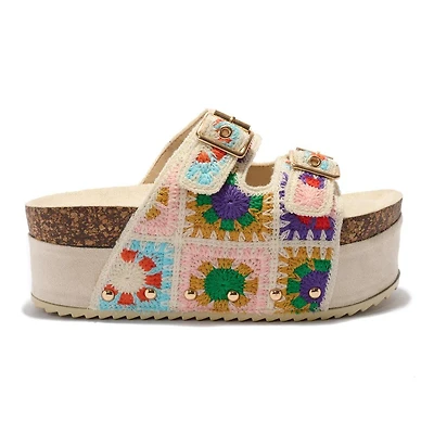 FLORAL CROCHET PLATFORM SANDALS
