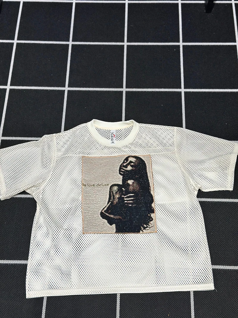 ANGEL GENTLE: SADE JERSEY MESH TAPESTRY TOP