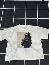 ANGEL GENTLE: SADE JERSEY MESH TAPESTRY TOP