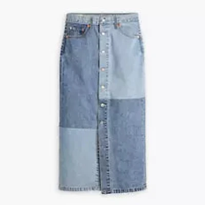 LEVIS: PATCH DENIM MIDI SKIRT
