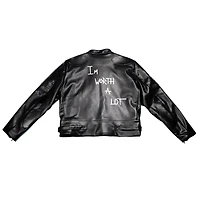 KNOTWTR: IM WORTH A LOT BLACK LEATHER JACKET