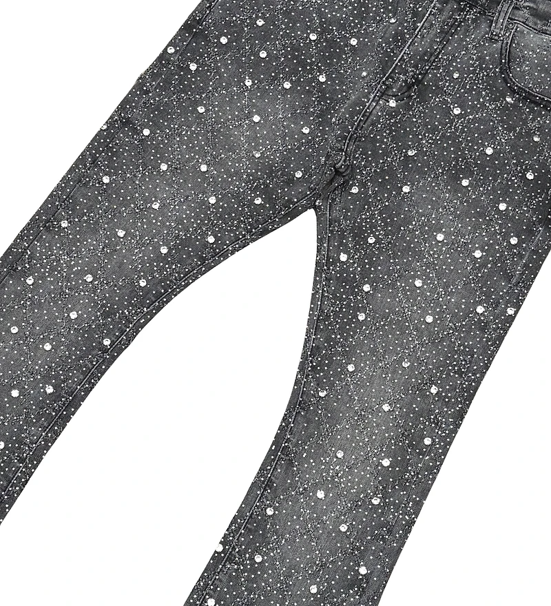 VICIOUS DENIM : EMBELLISHED STACKED JEANS