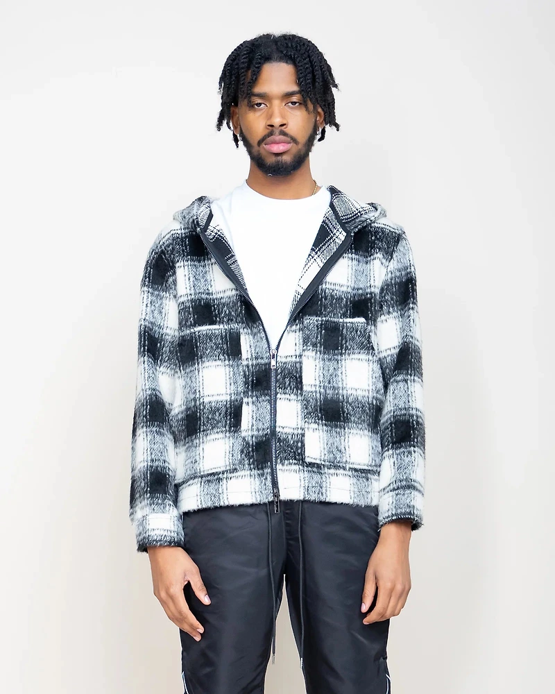 EPTM MOHAIR FLANNEL JACKET - BLACK/WHITE